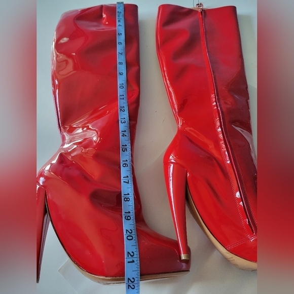 Maison Margiela Patent Leather High Heeled Thigh High Boots Red EU 40 US 7 - Picture 16 of 16